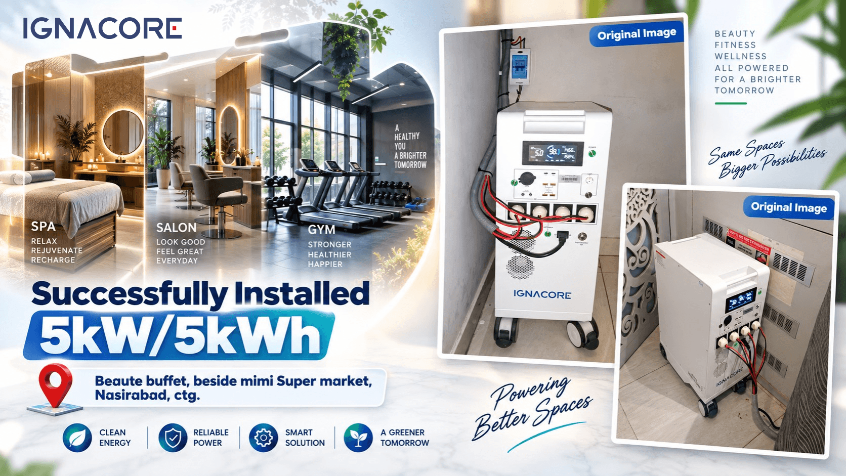 5kW/5kWh BESS Installation for Beaute Buffet Salon & Gym in Chittagong | IGNACORE