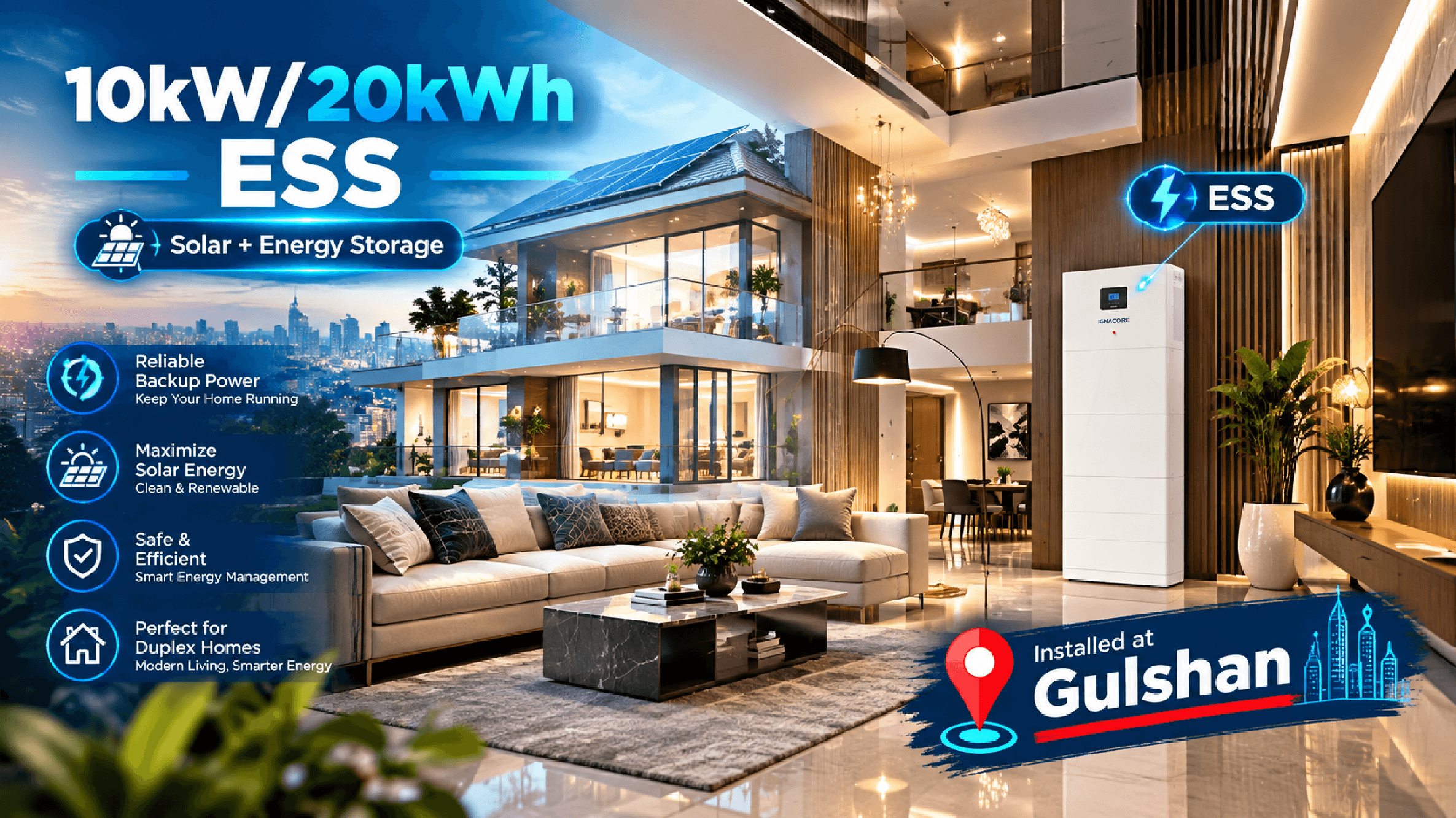 10kW/20kWh Solar-Integrated ESS Successfully Installed in Gulshan Duplex House