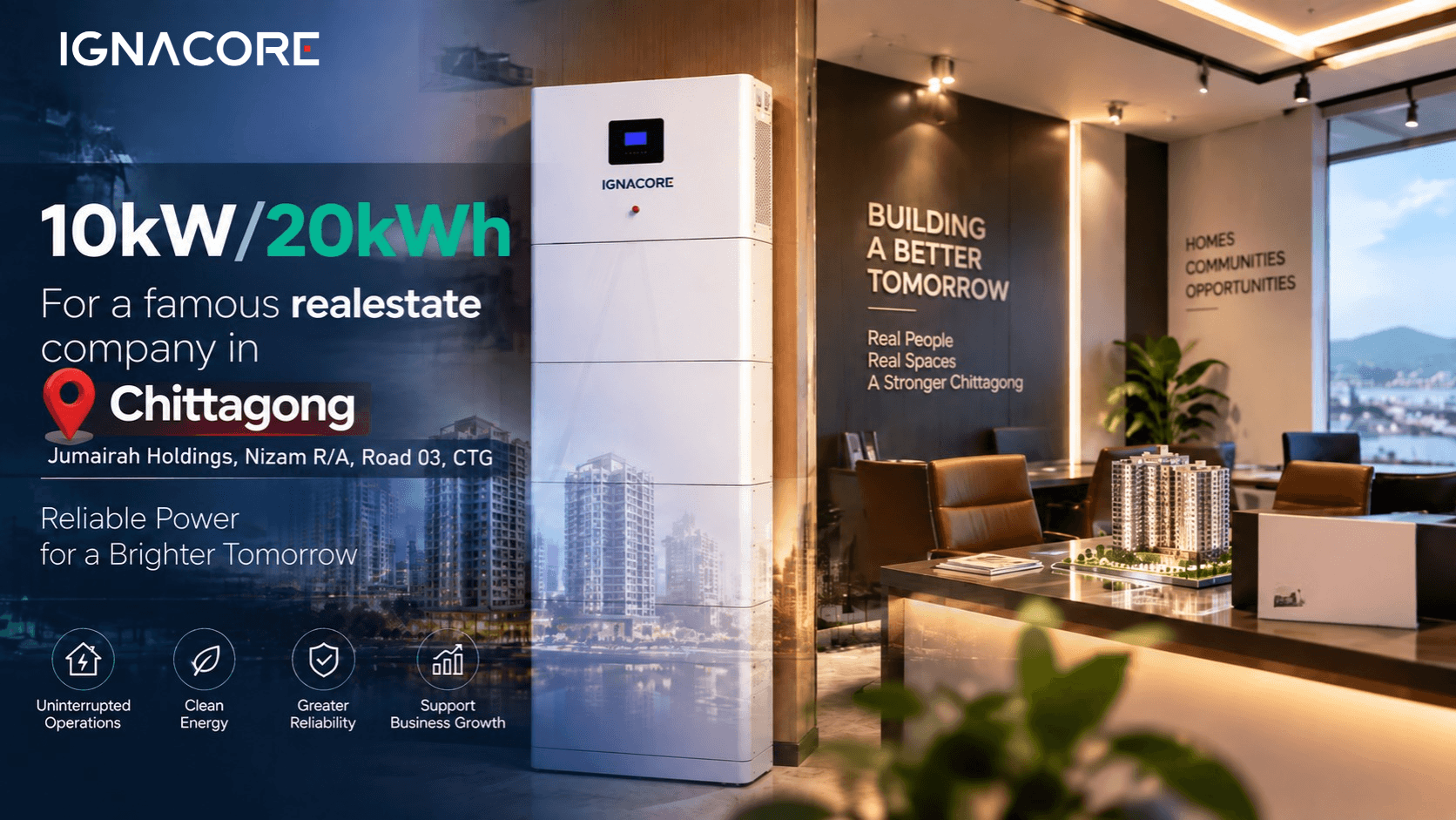 10kW/20kWh BESS Installation for Real Estate Company Office in Chittagong | IGNACORE